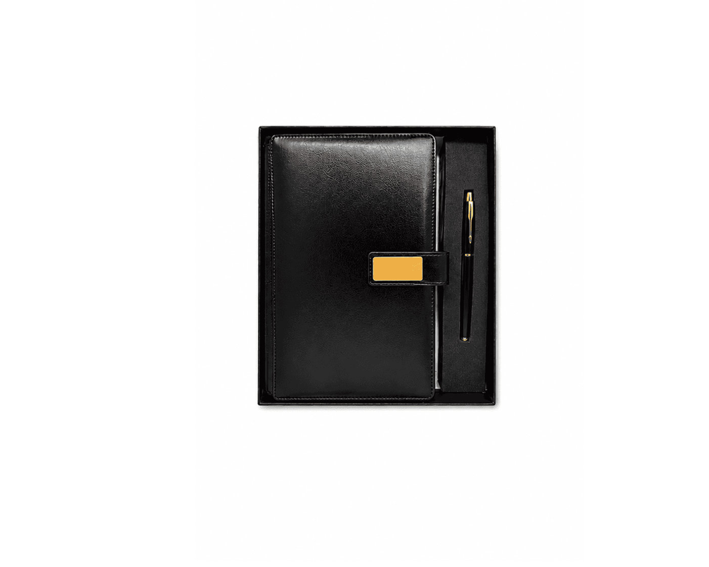 Leather diary and metalic pen in Black - image 1