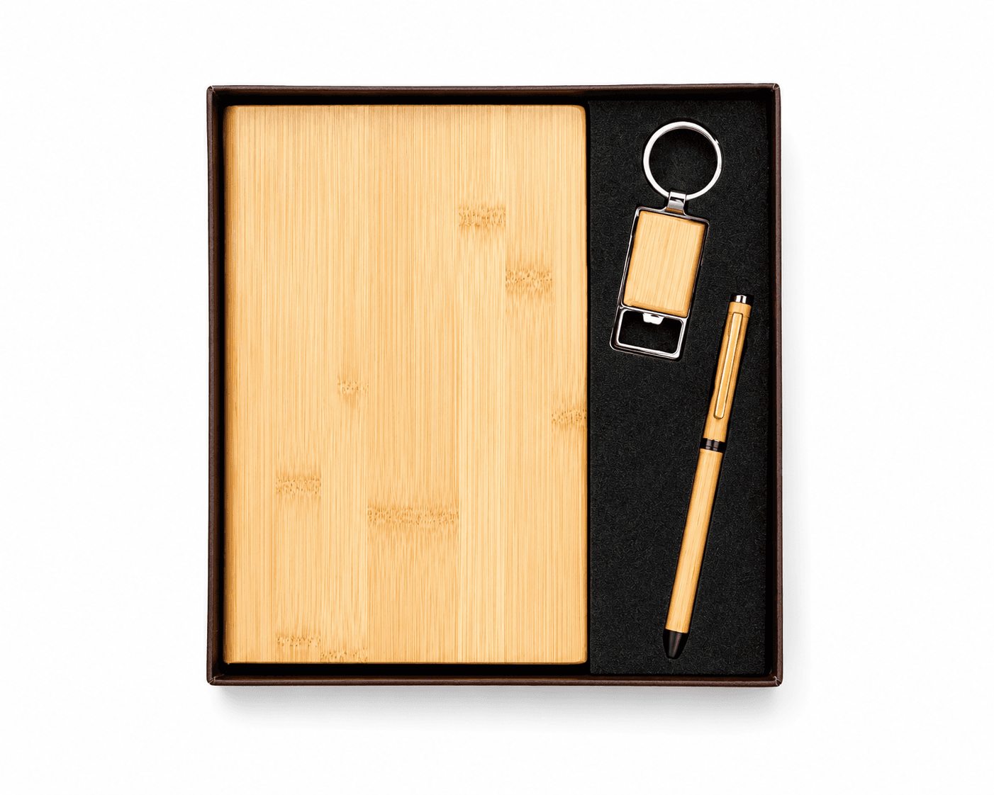 Wooden pen, keychain and diary - image 1